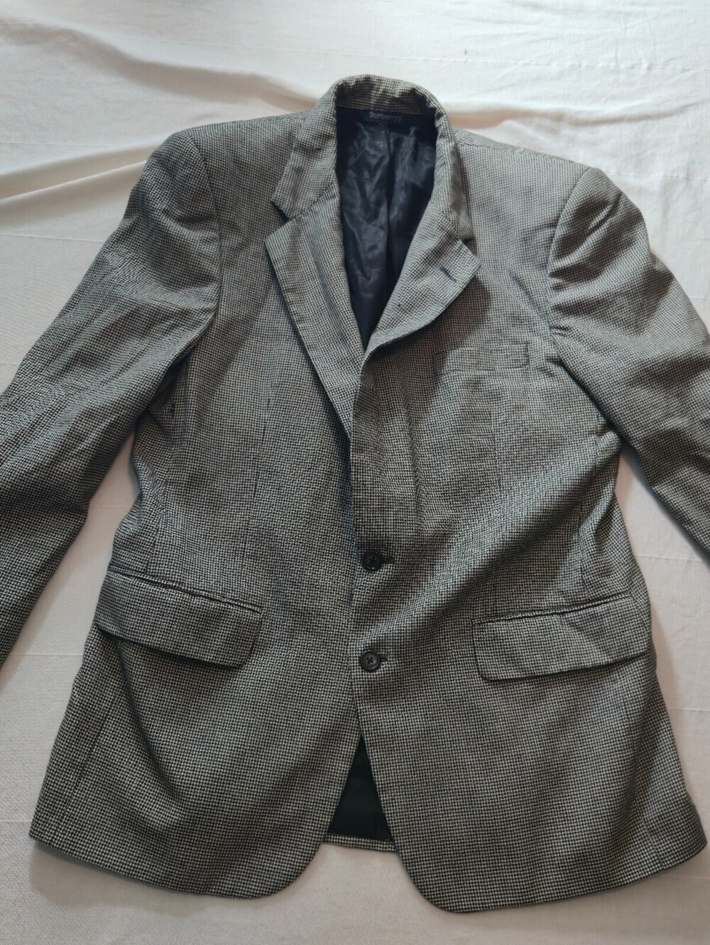 Vintage 1990s Burberrys Classic Houndstooth Blazer Grey Jacket